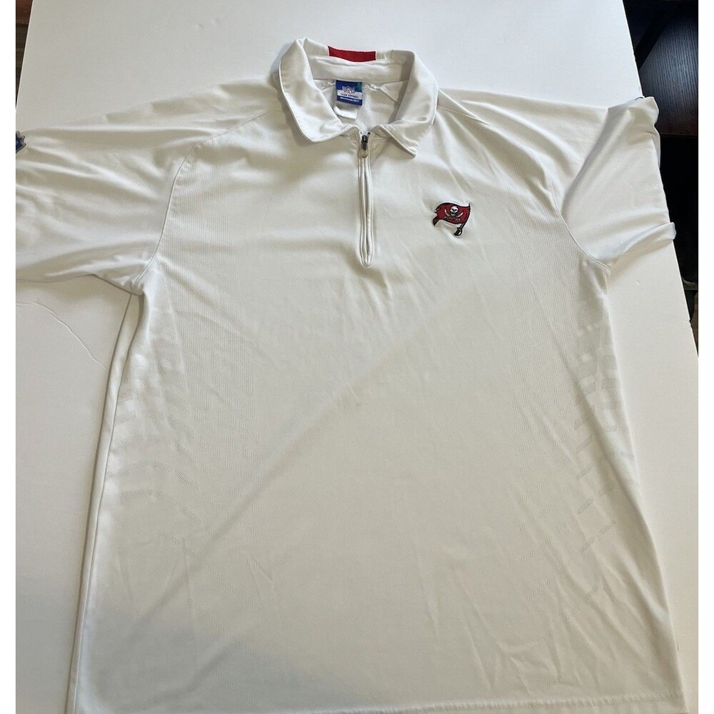 Reebok NFL Team Apparel Polo White M Tampa Bay Buccaneers Quarter Zip Classic